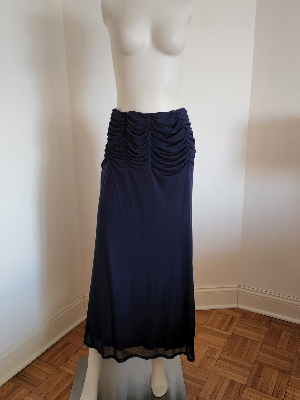 Brand New With Tags Anthropologie Ruched Waist Navy Maxi Skirt